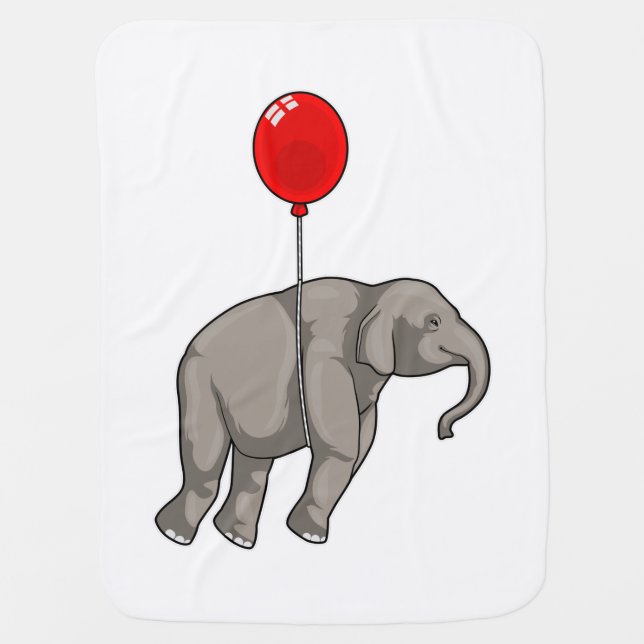 Elephant with Balloon Baby Blanket (Front)
