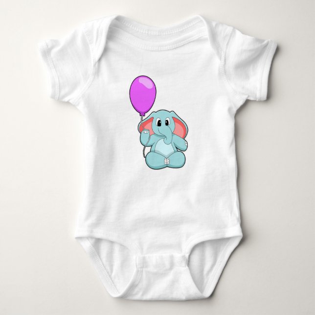 Elephant with Balloon Baby Bodysuit (Front)
