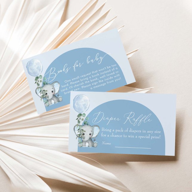  Elephant With Balloon Baby Shower Diaper Raffle Enclosure Card (Creator Uploaded)