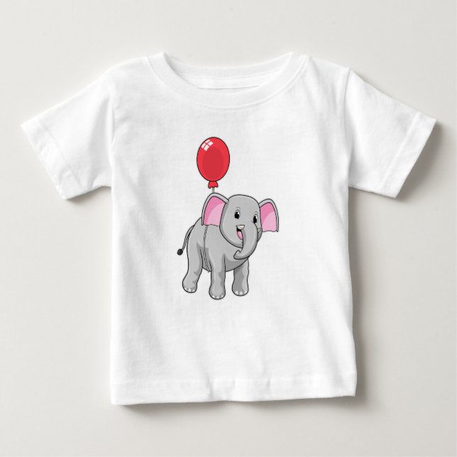 Elephant with Balloon Baby T-Shirt (Front)
