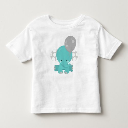 Elephant With Balloon Blue Elephant Cute Animal Toddler T_shirt