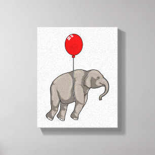 Elephant with Balloon Canvas Print