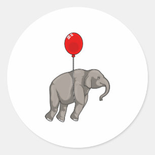 Elephant with Balloon Classic Round Sticker