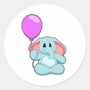 Elephant with Balloon Classic Round Sticker