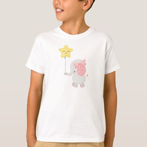 Elephant With Balloon Crown Cute Elephant Star T_Shirt