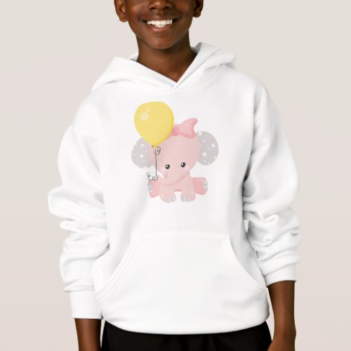 Elephant With Balloon Cute Elephant Crown Stars Hoodie