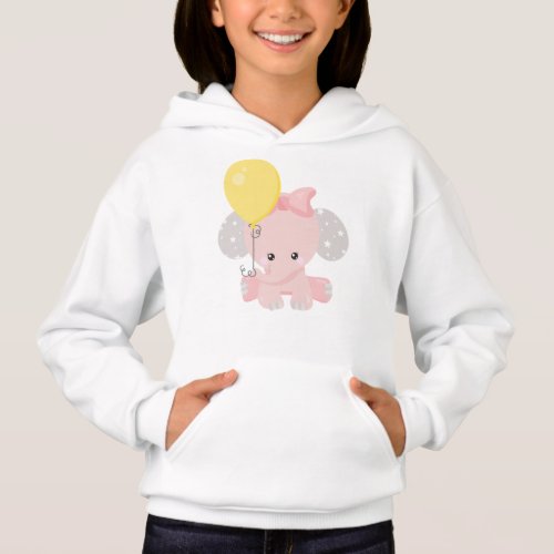 Elephant With Balloon Cute Elephant Crown Stars Hoodie