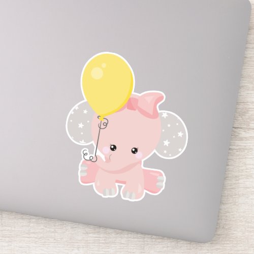 Elephant With Balloon Cute Elephant Crown Stars Sticker