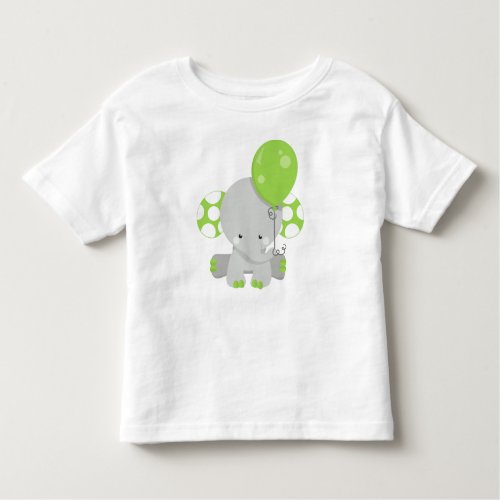 Elephant With Balloon Cute Elephant _ Green Gray Toddler T_shirt