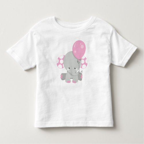 Elephant With Balloon Cute Elephant _ Pink Gray Toddler T_shirt