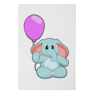 Elephant with Balloon Faux Canvas Print