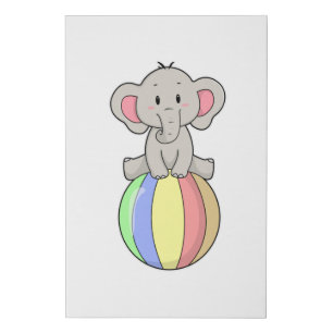 Elephant with Balloon Faux Canvas Print