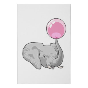 Elephant with Balloon Faux Canvas Print