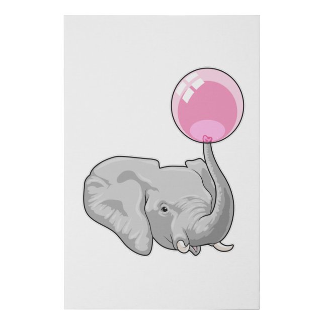 Elephant with Balloon Faux Canvas Print (Front)
