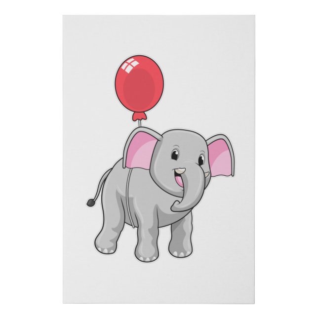 Elephant with Balloon Faux Canvas Print (Front)