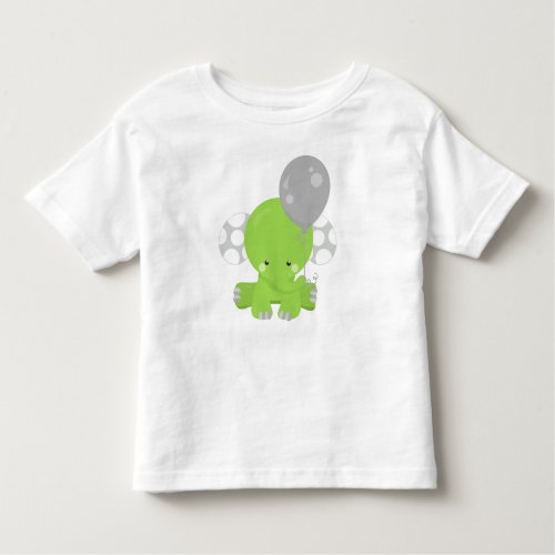 Elephant With Balloon Green Elephant Cute Animal Toddler T_shirt