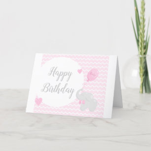 Elephant with Balloon Happy Birthday Card
