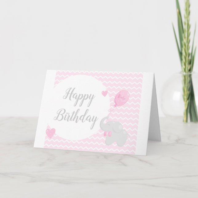 Elephant with Balloon | Happy Birthday Card (Front)