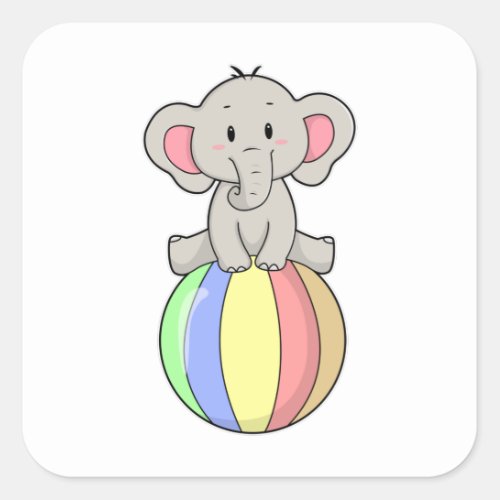 Elephant with Balloon Square Sticker