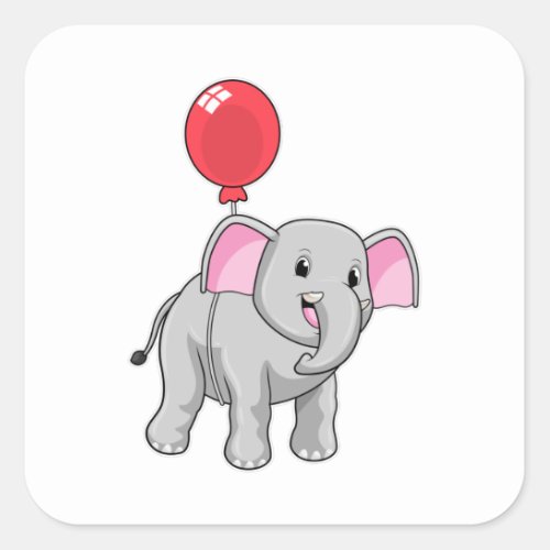 Elephant with Balloon Square Sticker