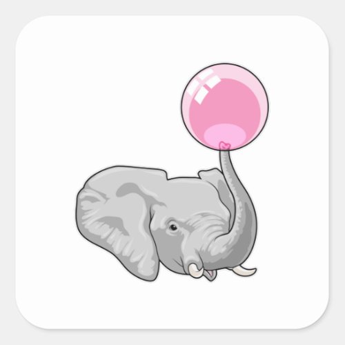 Elephant with Balloon Square Sticker