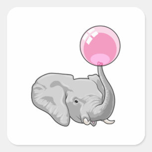 Elephant with Balloon Square Sticker