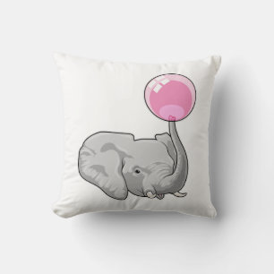 Elephant with Balloon Throw Pillow