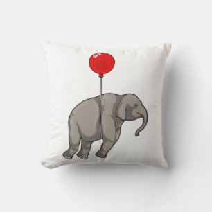 Elephant with Balloon Throw Pillow