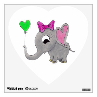 Elephant with balloon wall decal