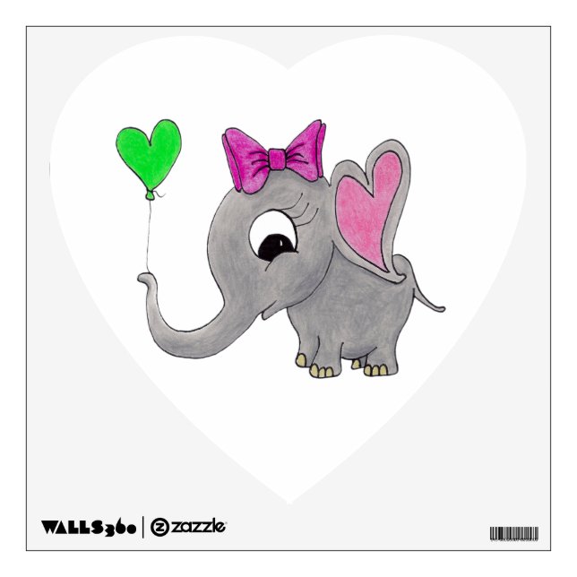 Elephant with balloon wall decal (Front)