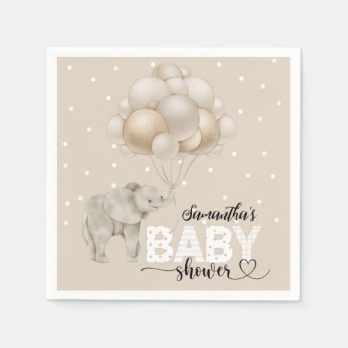 Elephant with balloons cute Baby Shower Napkins
