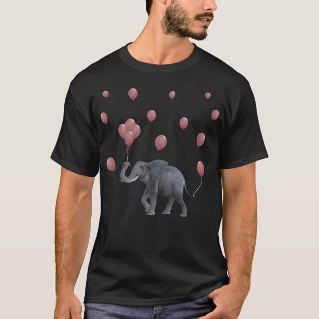 Elephant With Balloons T-Shirt (Front)