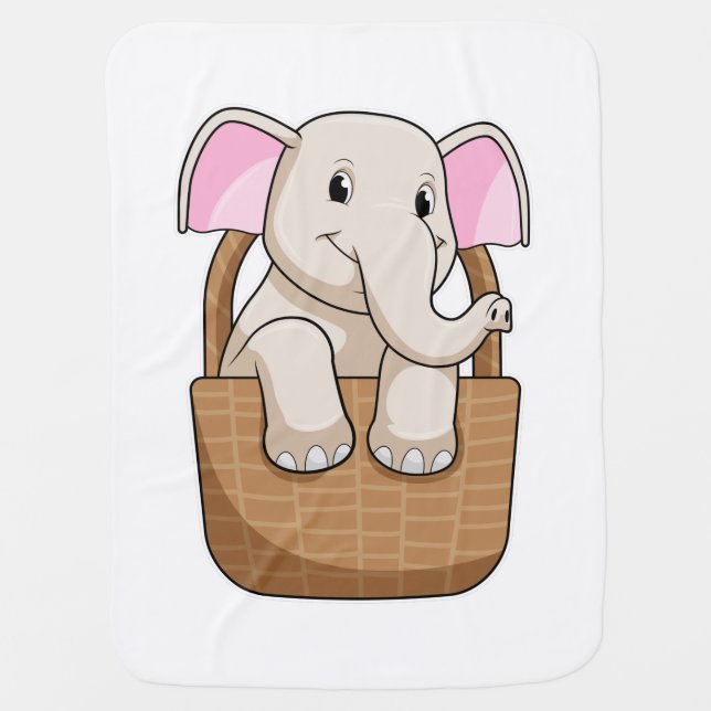 Elephant with Basket Baby Blanket (Front)