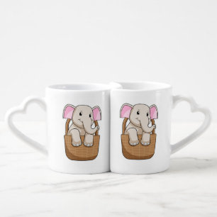 Elephant with Basket Coffee Mug Set