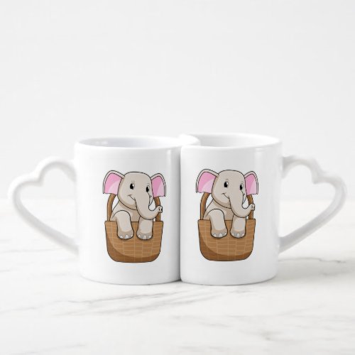 Elephant with Basket Coffee Mug Set
