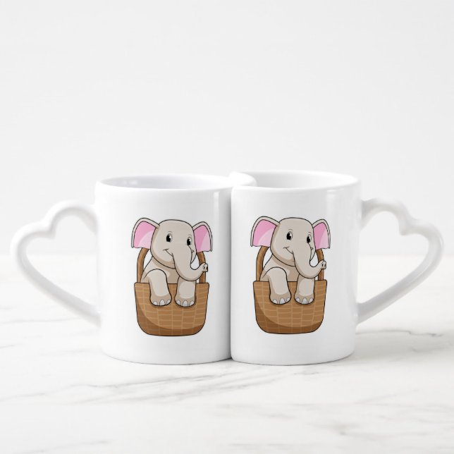 Elephant with Basket Coffee Mug Set (Front Nesting)