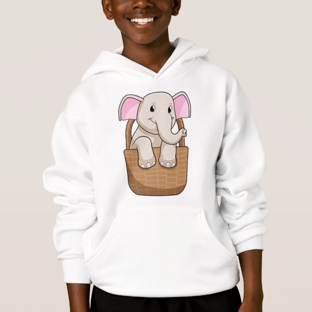 Elephant with Basket Hoodie (Front)