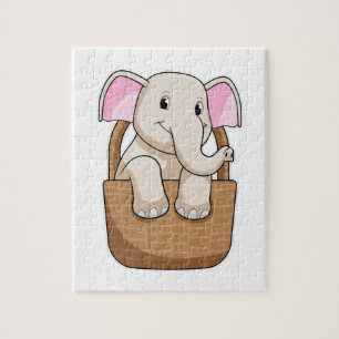 Elephant with Basket Jigsaw Puzzle