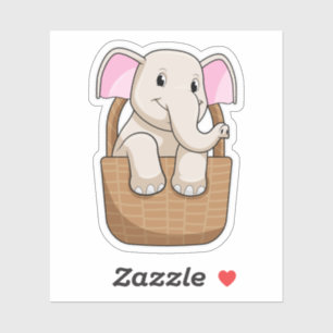 Elephant with Basket Sticker