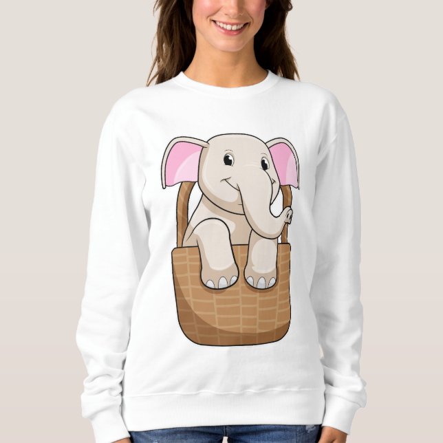 Elephant with Basket Sweatshirt (Front)