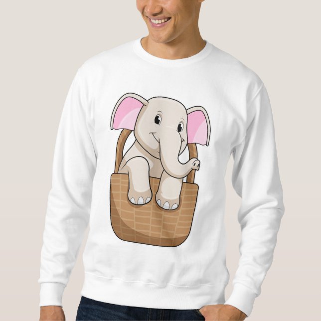 Elephant with Basket Sweatshirt (Front)
