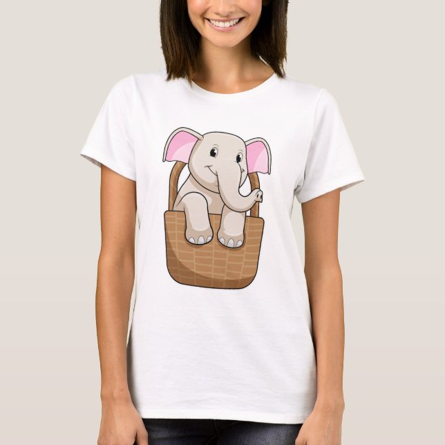 Elephant with Basket T-Shirt (Front)