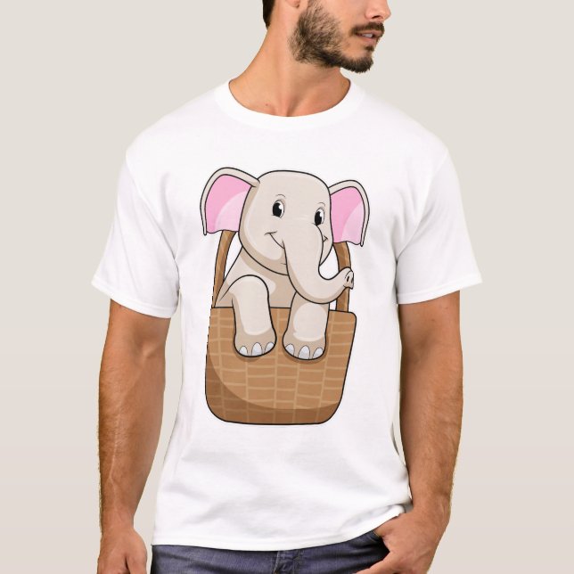 Elephant with Basket T-Shirt (Front)