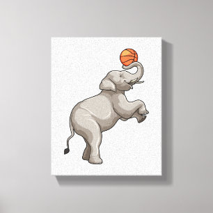 Elephant with Basketball Canvas Print