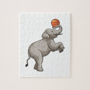 Elephant with Basketball Jigsaw Puzzle