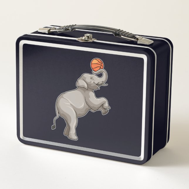 Elephant with Basketball Metal Lunch Box (Front)