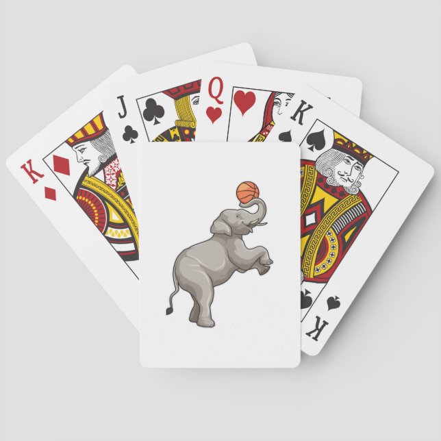 Elephant with Basketball Poker Cards (Back)