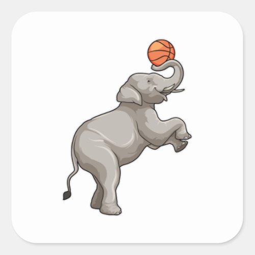 Elephant with Basketball Square Sticker