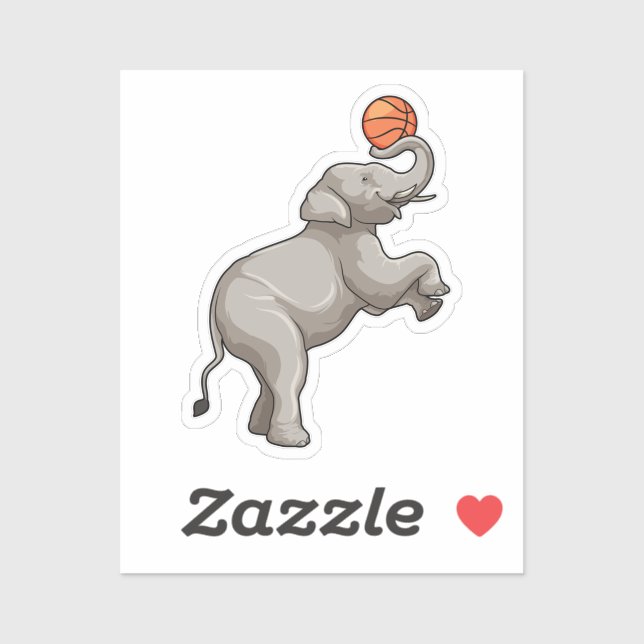 Elephant with Basketball Sticker (Sheet)