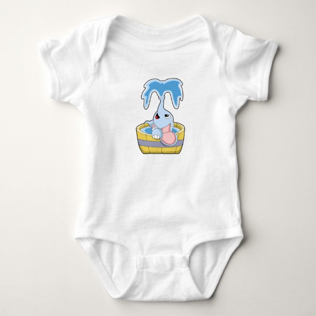 Elephant with Bathtub full of Water Baby Bodysuit (Front)